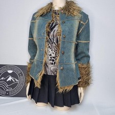 Vintage Miss posh light denim patchwork afghan jacket *NEW* LARGE