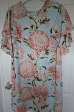Warehouse Womens Dress Blue Pastel Floral Summer Races Wedding Bee Size 12