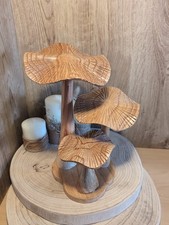 Large Wooden Bali Set 3 Mushroom Driftwood Sculpture Ornament Gift Handcarved 