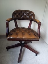 Leather Chesterfield Captain’s Chair Vintage Swivel Office Chair (Norwich Only)