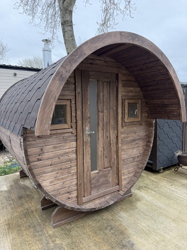 Barrel sauna canopy in - sauna, +