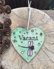 Handmade in UK Toilet Engaged Vacant Double Sided Wooden Hanging Door Sign