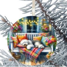 Old English Sheepdog  Hanging Bauble Gift Present Decoration Birthday Christmas 
