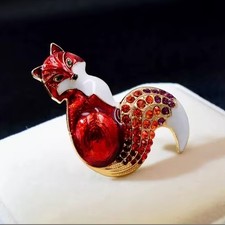 AB Rhinestone and Enamel Red