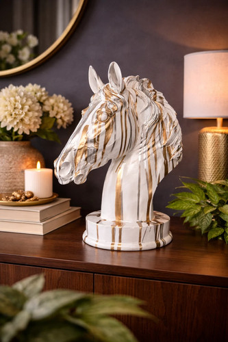 Horse bust gold - bust, ornament