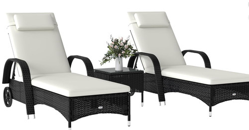 Rattan sun lounger side table - lounger,