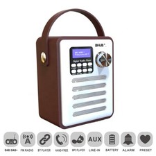 Digital Bluetooth DAB Clock Radio Class Portable Wooden Built in Subwoofer H6 N