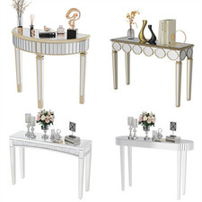 Luxurious Modern Mirrored Console Table Anti-oxidation Entryway Silver Furniture
