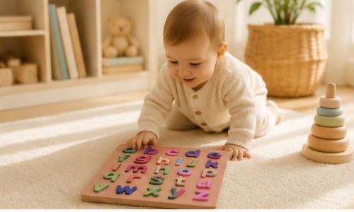 Wooden lowercase alphabet - wooden,