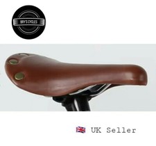 Classic Leather Look Riveted Bike Saddle Retro Vintage Fixie Cr-Mo Brown RRP£20