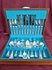 Vintage Silver Plate Canteen Cutlery KINGS pat 44 pc 6 place SPOONS FORKS KNIVES