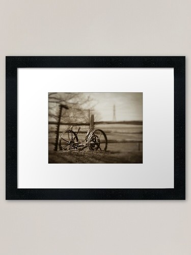 Antique lawn mower framed - antique,