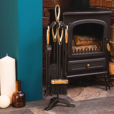 Companion Set 4 5 Piece Set Black Fireside Poker Brush Shovel Cast Iron Tools