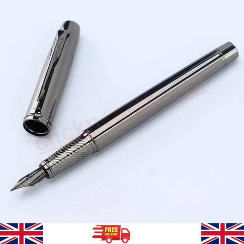 Silver grey metal fountain pen - silver,