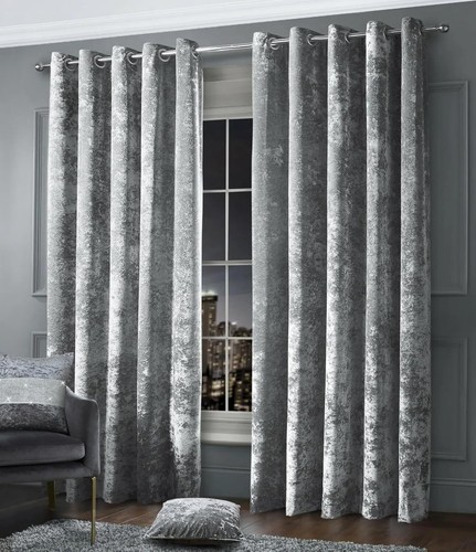 Crushed velvet curtains pair - crushed,