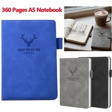 360 Pages A5 PU Leather Cover Traveler Journal Notebook Lined Paper Diary UK