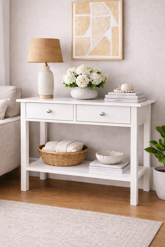 Drawer console table white - 2, table-white