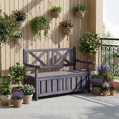 Wooden bench storage seat 125l - storage,