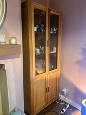oak display cabinet with glass