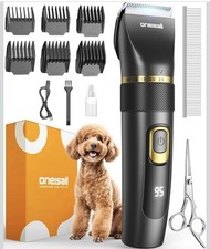 Oneisall Dog Clippers Low Noise, Pro Dog Grooming Clippers Kit with Rechargeable