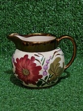 Wade Gold Lustre Hand Painted Floral Small Jug/Creamer 4in Tall Vintage 