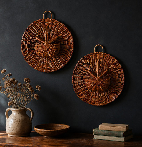 Pair wicker wall hanging - pair,