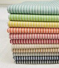 Candy Stripe Linen Fabric Light Cotton Material Ticking White Lines 150cm Wide
