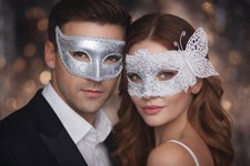 Couple Masquerade Masks Silver