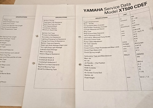 Yamaha xt500 cdef - yamaha, data