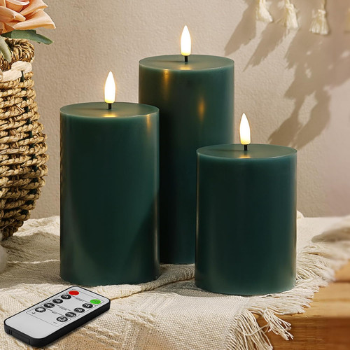 Green flameless pillar - pillar, candles