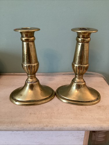 Georgian brass candlesticks - georgian,