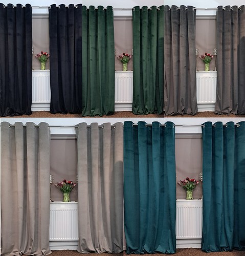 Velvet eyelet curtains - eyelet,