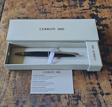 Cerruti 1881 Ballpoint Pen Twist Black Lacquer Finish Silver Clip