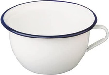 Enamelled Steel Chamber Pot 27L White/Blue Ceramic Home Bathroom Decor