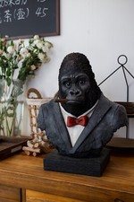 Gorilla Head W/Tux Funny Home Decor Tabletop Display Resin Garden Statue