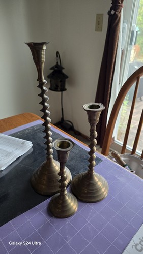 Barley twist brass candlestick - twist,