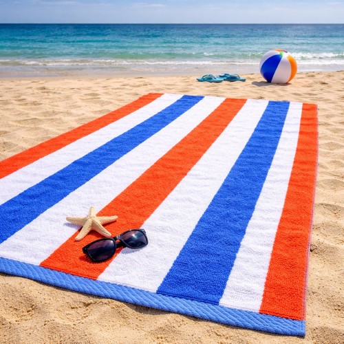 Cotton striped beach towel - striped,