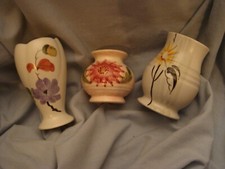 vintage mid century radford ware hand painted 3 x small posy vases