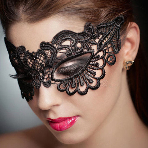 Lace masquerade eye mask - mask, black