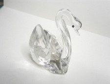 Swan.  Crystal Cut Glass, Miniature Figure Bird Ornament  Hadrian   2" tall (g2)