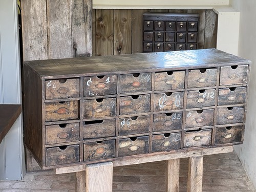 Vintage french wooden bank - french,