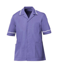 MENS HEALTHCARE TUNIC MALE NURSE NHS DENTIST UNIFORM PURPLE/WHITE TRIM INS37PR