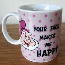 Disney Mug Pink "Your Face Makes Me Happy" from Snow White Dwarfs  Birthday Gift