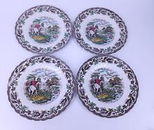 Vintage Myotts Country Life 4 Side Plates Hand Engraved Fine Staffordshire Ware