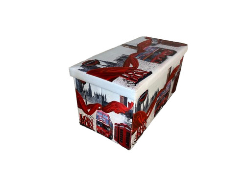 Faux leather foldable ottoman - faux,