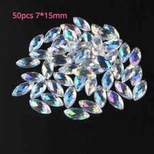50 x AB Clear Sewing Acrylic Tear Drop Diamante Crystal Gem Rhinestone 7x15mm