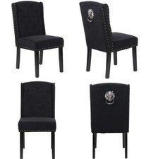 4 x Black Velvet Dining Chairs