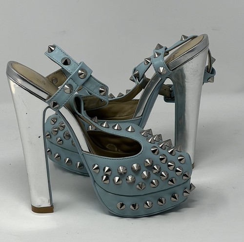 Kandee studded sky blue heels - kandee,