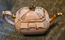 Vintage Sadler Cube Teapot Pink with Gold Gilding ~Used~