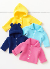 Knitting Pattern Easy Knit Hooded Jacket Ears Cardigan Baby Boys Girls DK 16 -26